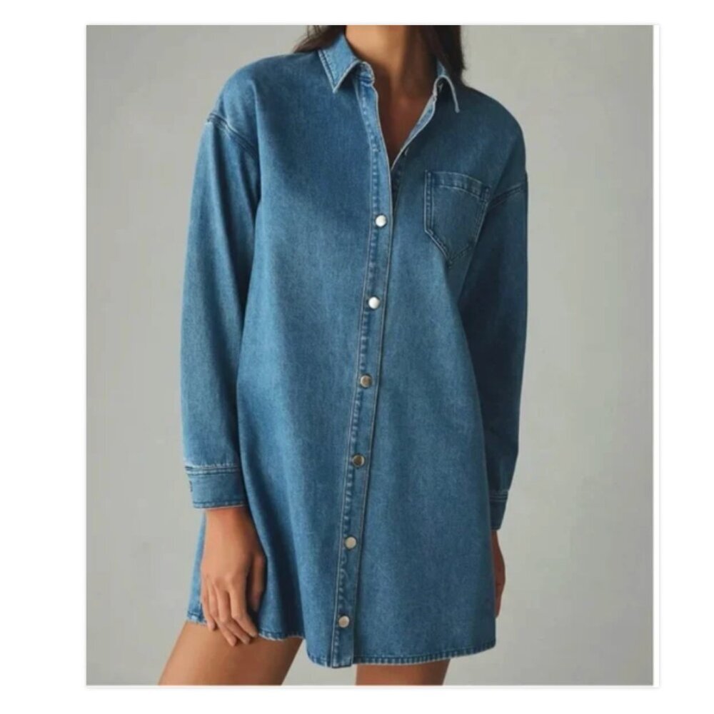 Mare Mare x Anthropologie Denim Shirt Dress Light Wash Size XS